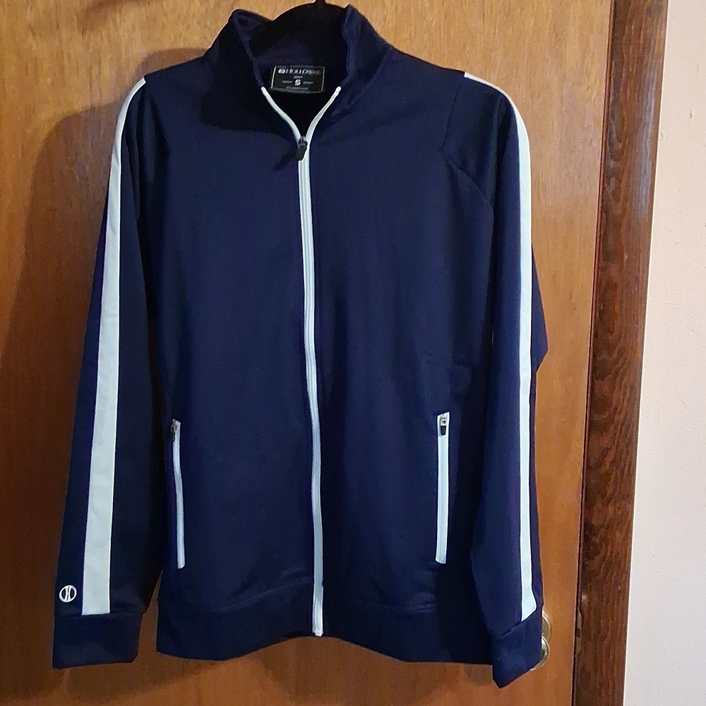 Holloway Men's Navy and White Windbreaker Jacket